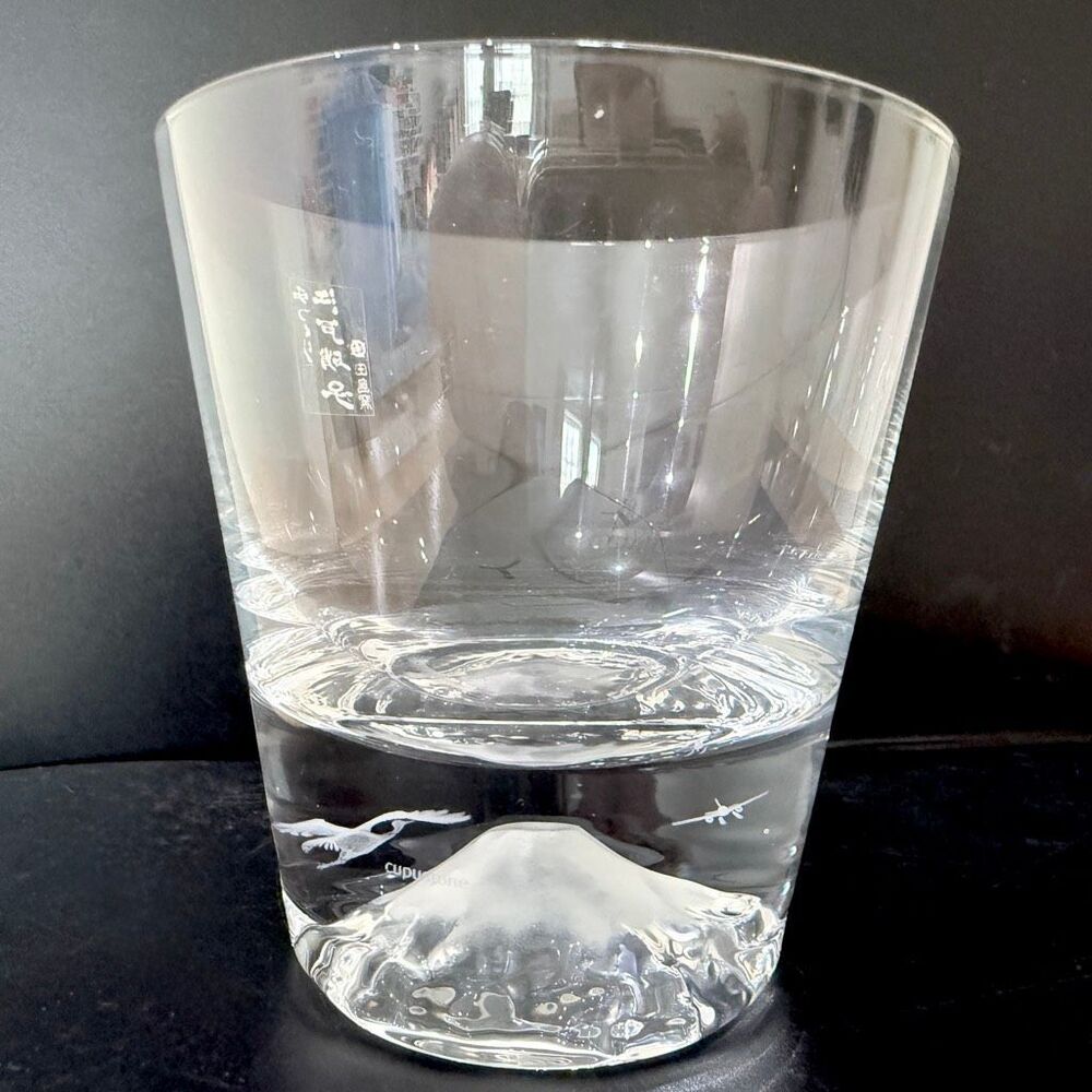 Tajima Glass Mt. Fuji Rock Glass Japan Crane Airplane Brand New